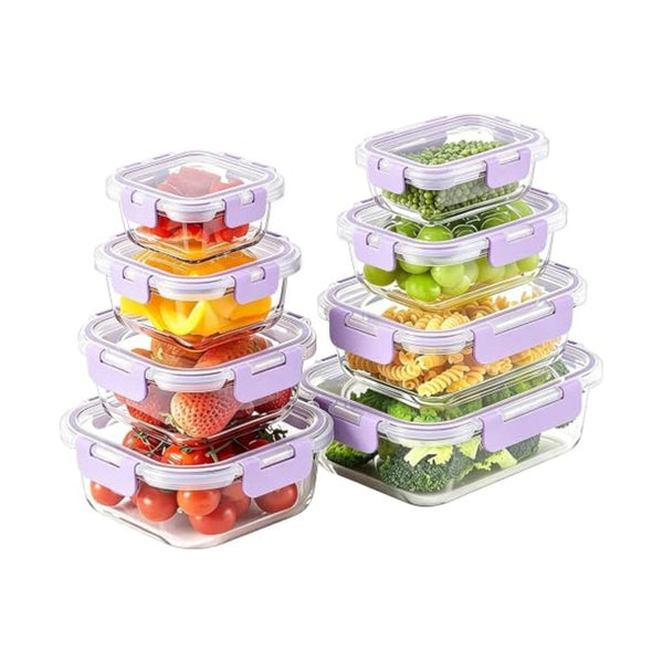 8 Pack Glass Meal Prep Food Storage Containers