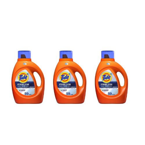 3 Bottles of Tide Hygienic Clean Heavy 10X Duty Laundry Detergent Liquid Soap, Original Scent
