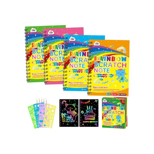 4 Pack Rainbow Scratch Paper Art Set