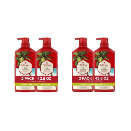 4 Old Spice Fiji 2-in-1 Shampoo and Conditioner for Men, 44 Fl Oz Each