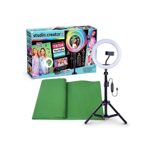 Canal Toys New So DIY TikTok Instagram YouTube Multicolored Ring Light with Green Screen and Phone Mount Tripod