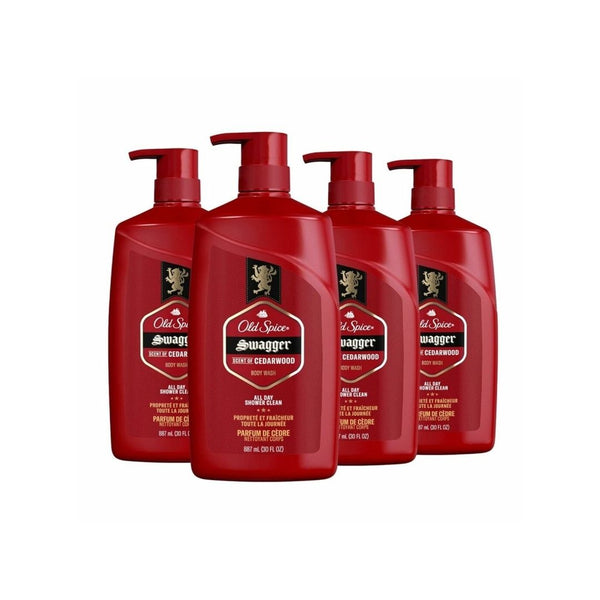 4 Bottles of Old Spice Red Zone Swagger Scent Body Wash for Men (30 Ounce Bottles)