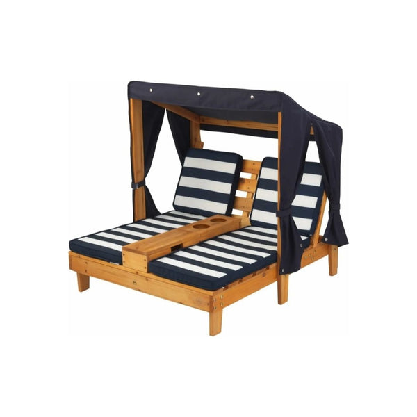 KidKraft Kid’s Wooden Outdoor Double Chaise Lounge with Cup Holders