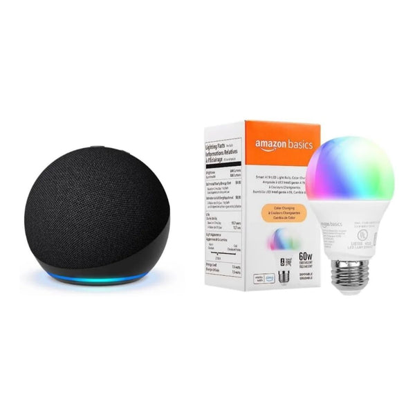Echo Dot (5th Gen) with Amazon Basics Smart Color Bulb
