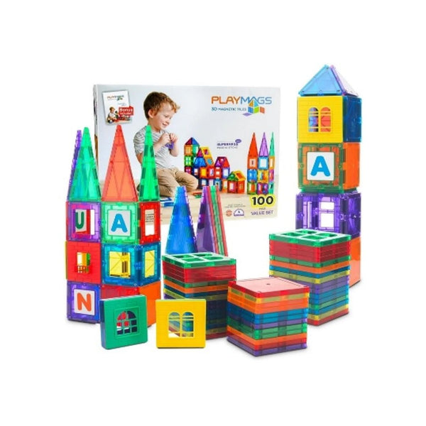Playmags 100 Piece Magnetic Tiles Set