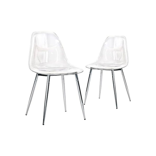 Set of 2 CangLong Kitchen Modern Dining Clear, Transparent Chairs