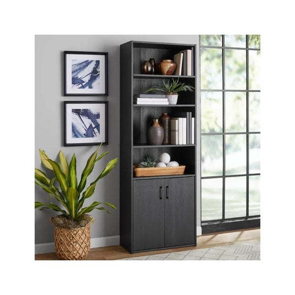 Mainstays Traditional 5 Shelf Bookcase With Doors
