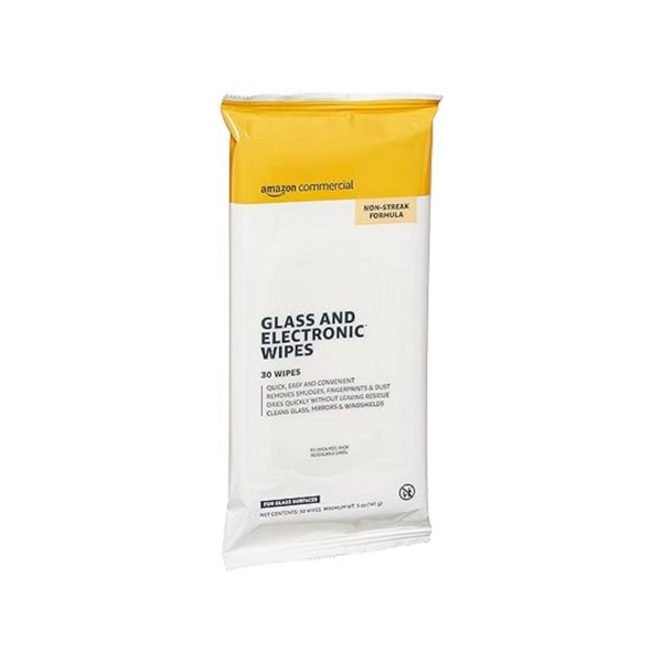 4 Pack of 30 AmazonCommercial Glass & Electronic Cleaning Wipes, 120 count