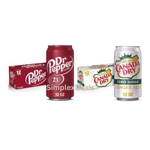 12 Pack Canada Dry Zero Sugar Ginger Ale Or Dr Pepper Soda