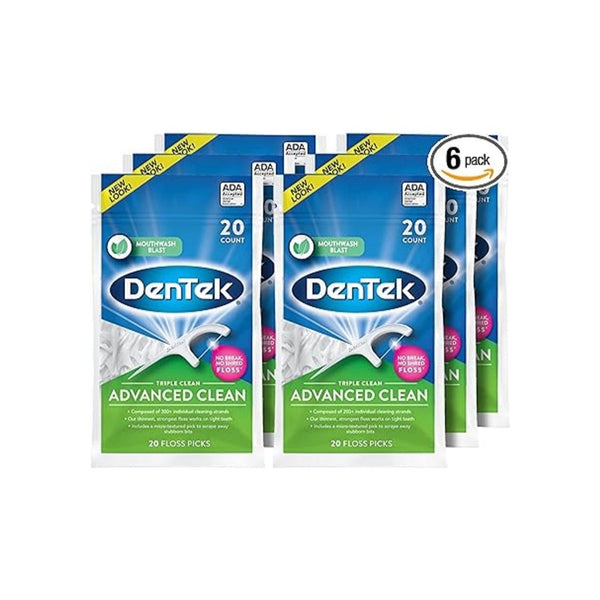 6 Pack DenTek Triple Clean Advanced Clean Floss Picks, 20 Count
