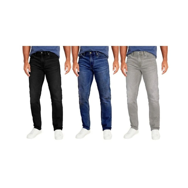 3-Pack Men's Stone Washed Stretch Denim Jeans