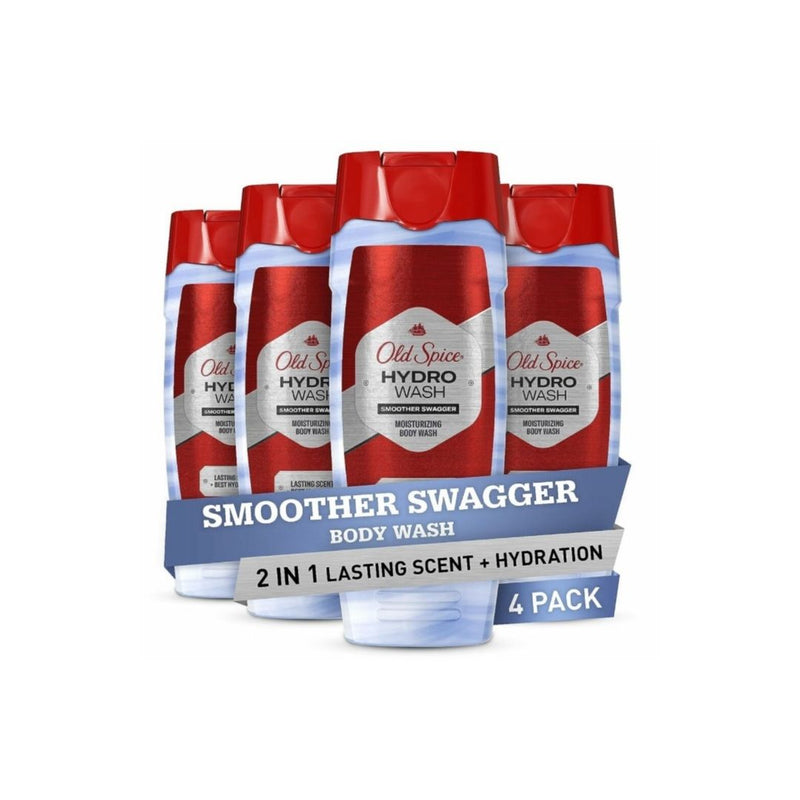 4 Bottles of Old Spice Hydro Body Wash for Men, Smoother Swagger Scent