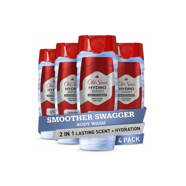 4 Bottles of Old Spice Hydro Body Wash for Men, Smoother Swagger Scent