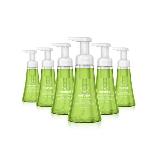 6 Bottles of Method Foaming Hand Soap, Green Tea + Aloe