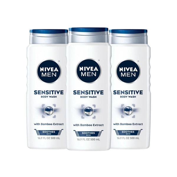 3 Bottles of Nivea Men Sensitive Body Wash with Bamboo Extract