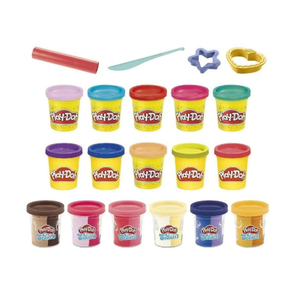 Play-Doh Sparkle and Scents Variety Pack of 16 Cans of Modeling Compound and 4 Tools