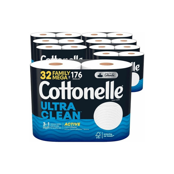 Cottonelle Ultra Clean Toilet Paper with Active CleaningRipples Texture