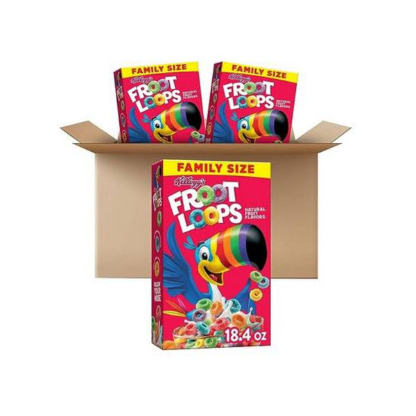 3-Pk Kellogg’s Froot Loops Cereal, Family Size Boxes