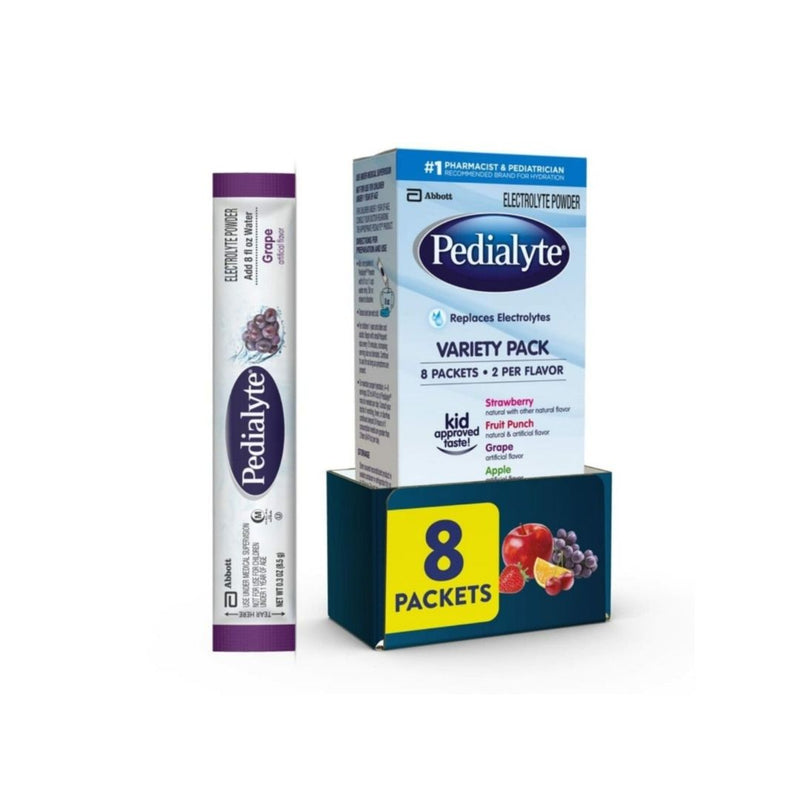 Pedialyte Electrolyte 8 Single-Serving Powder Packets, Variety Pack, Hydration Drink