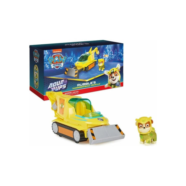 Paw Patrol Aqua Pups Rubble Transforming Hammerhead Shark Vehicle with Collectible Action Figure