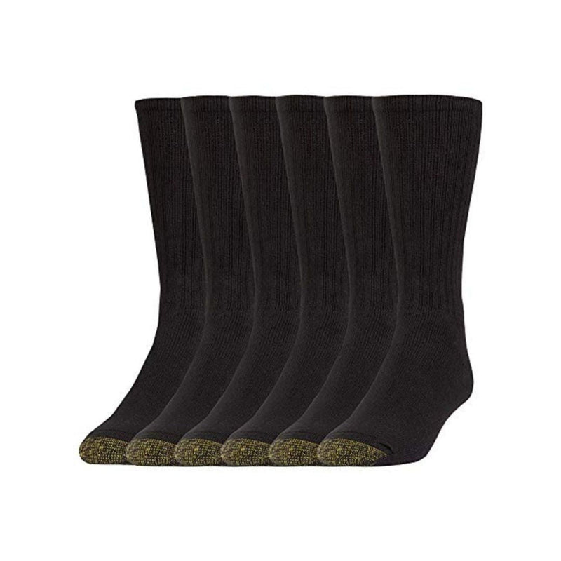 6 Pairs Of GoldToe Men’s Harrington Black Crew Socks