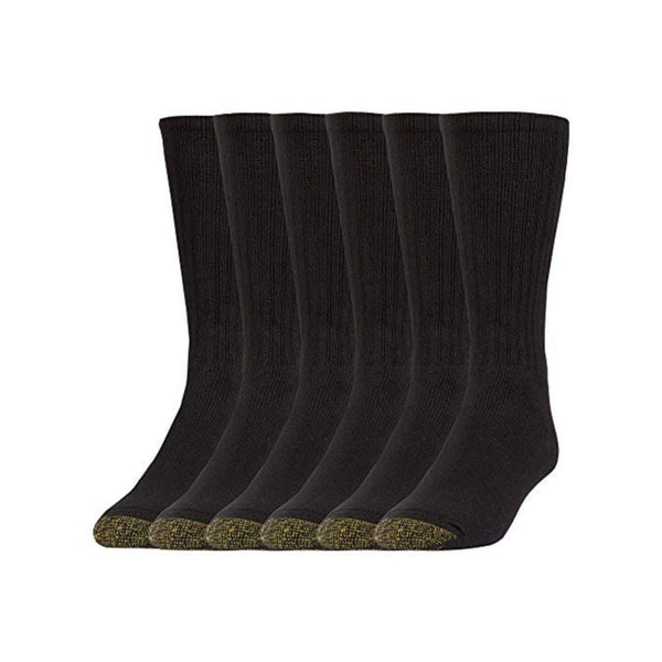 6 Pairs Of GoldToe Men’s Harrington Black Crew Socks – simplexdeals