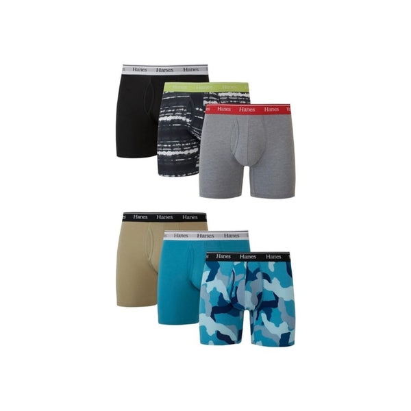 6 Pack Hanes Originals Men’s Boxer Briefs, Stretch Cotton Moisture-Wicking Underwear