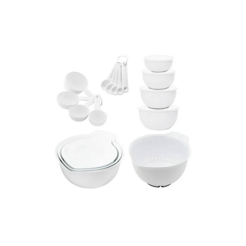 KitchenAid 21-Piece Plastic with Non-Skid Bottom Mixing Bowl and Measuring  Set White