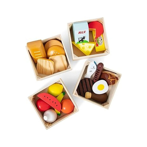Melissa & Doug Food Groups, 21 Wooden Pieces and 4 Crates