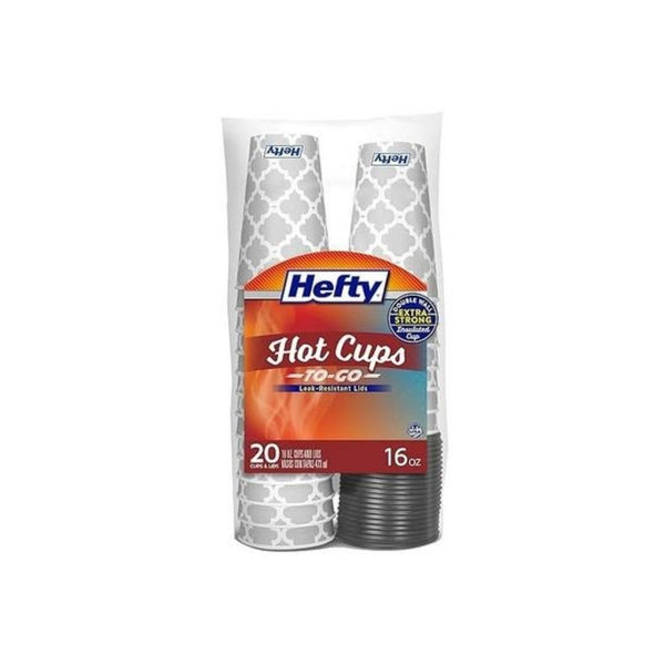 20 Count Hefty Paper Disposable Hot Cups with Lids