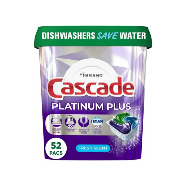 52-Ct Cascade Platinum Plus Dishwasher Pods