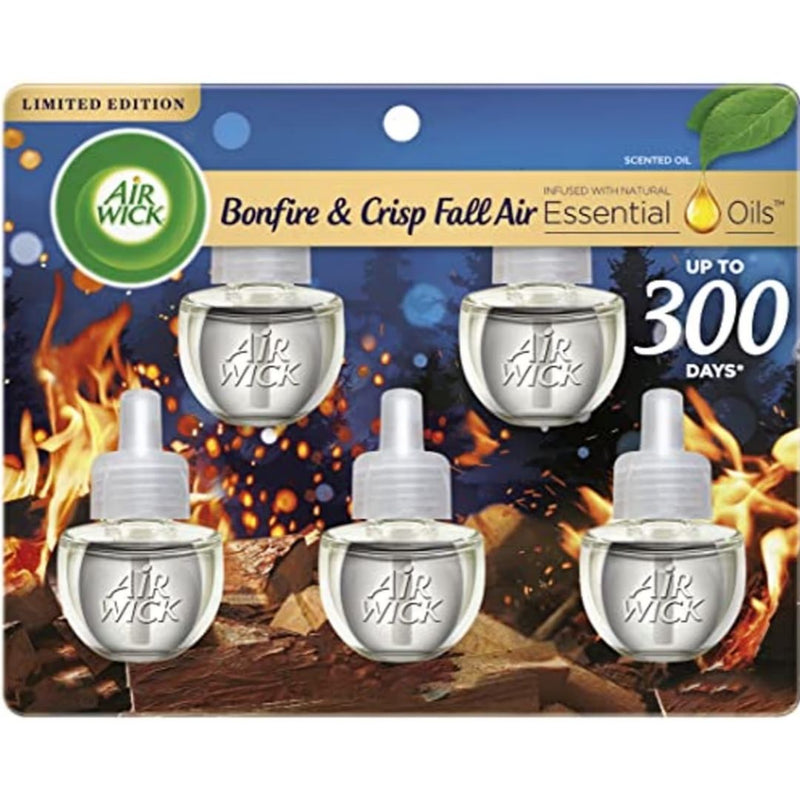 5 Pack Of Bonfire Air Wick Plug In Scented Oil Refills