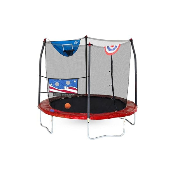 Skywalker Jump N’ Dunk 8 Ft Basketball Trampoline with Enclosure Net