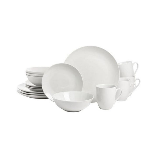 10 Strawberry Street Simply Coupe 16 Piece Dinnerware Set, White