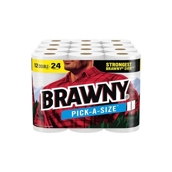 12 Double (24 Regular) Of Brawny Pick-A-Size Paper Towels