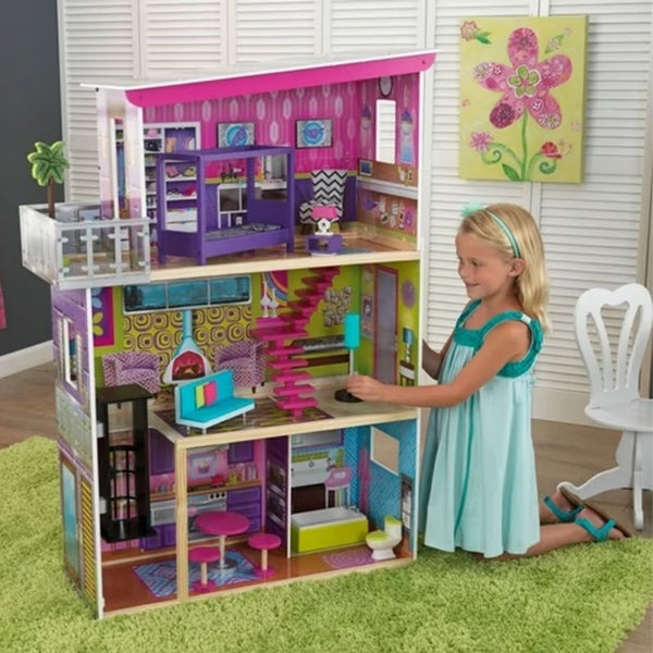 KidKraft Super Model Wooden Dollhouse with Elevator and 11 Accessories