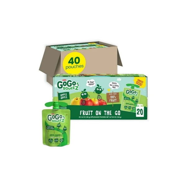40 Pack GoGo Squeez Fruit on the Go Apple Apple Snack Pouches