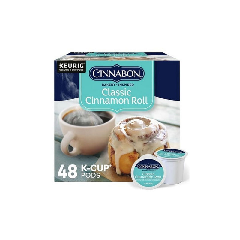 48 Count Cinnabon Classic Cinnamon Roll Keurig K-Cups, Light Roast Coffee