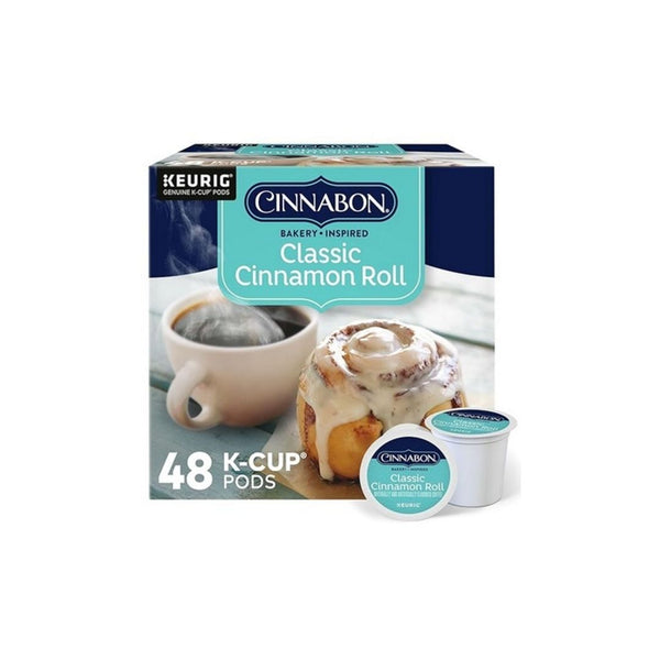 48 Count Cinnabon Classic Cinnamon Roll Keurig K-Cups, Light Roast Coffee