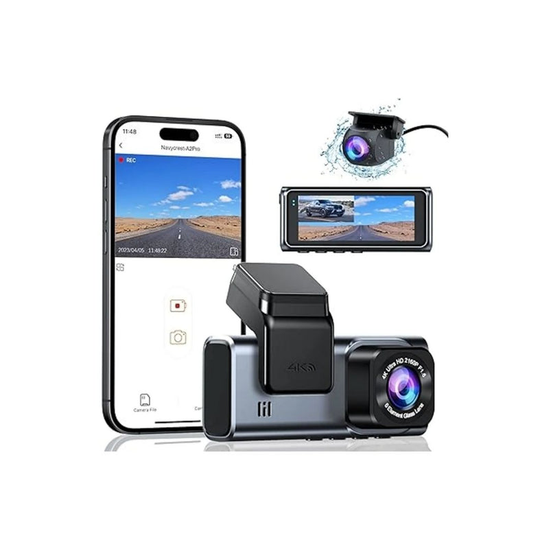 Dash Cam Front and Rear 4K+1080P for Cars with App