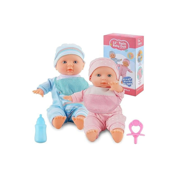 12 inch Soft Body Baby Doll Set with Rompers and Hat Pacifier
