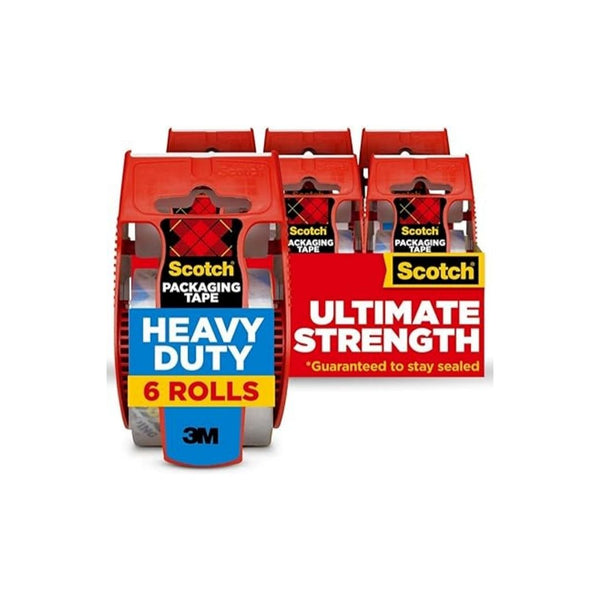 6 Rolls Scotch Heavy Duty Shipping Packaging Tape with Dispenser