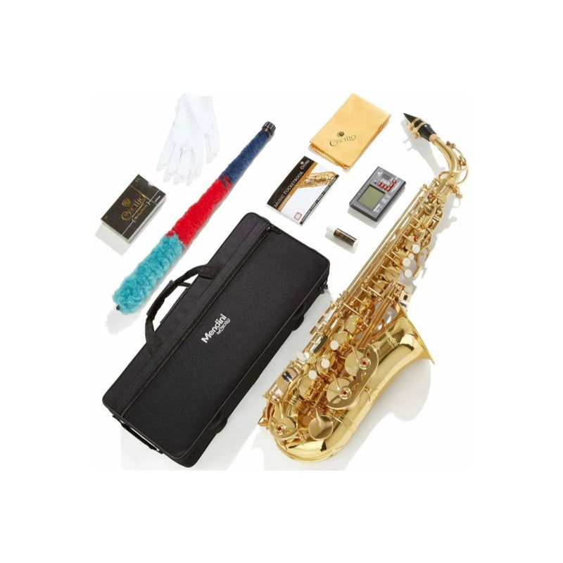 Mendini By Cecilio Eb Alto Saxophone With Case, Tuner, Mouthpiece & More