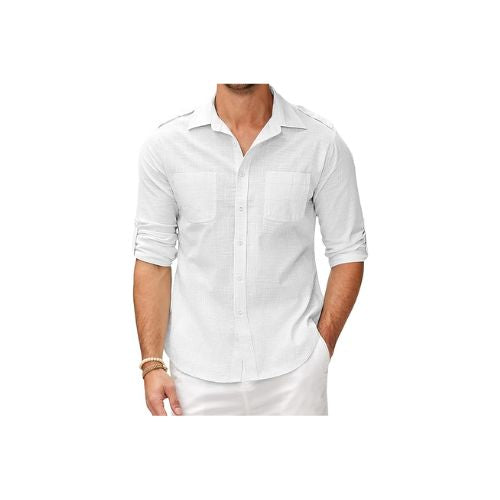 Men's Cotton Linen Shirt Long Sleeve