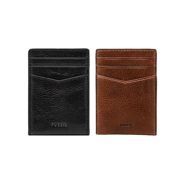Fossil Men’s Leather Minimalist Magnetic Card Case with Money Clip Front Pocket Wallet