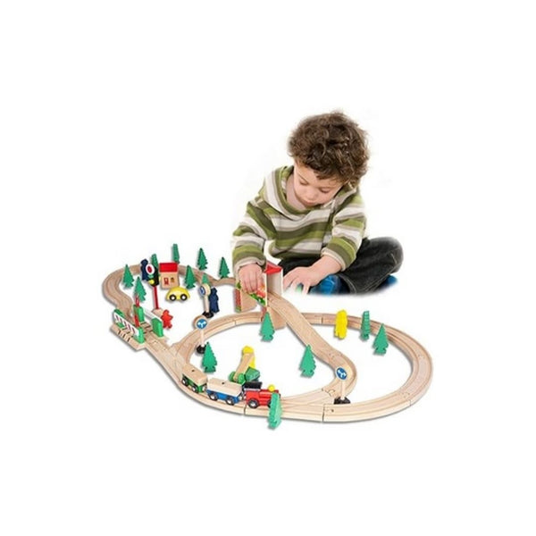 60-Pc Wooden Train and Track Sets
