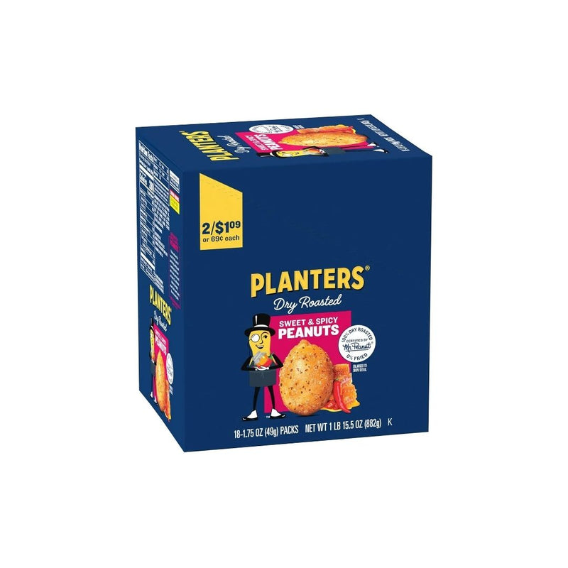 18-Pack Planters Sweet and Spicy Dry Roasted Peanuts