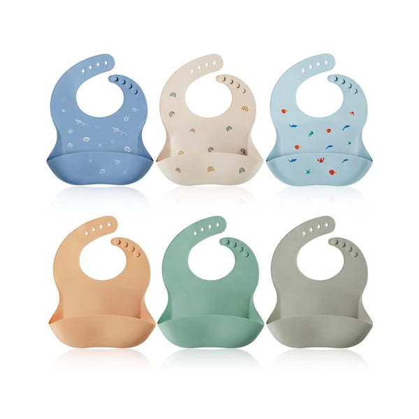 6 Pcs Baby Silicone Bibs
