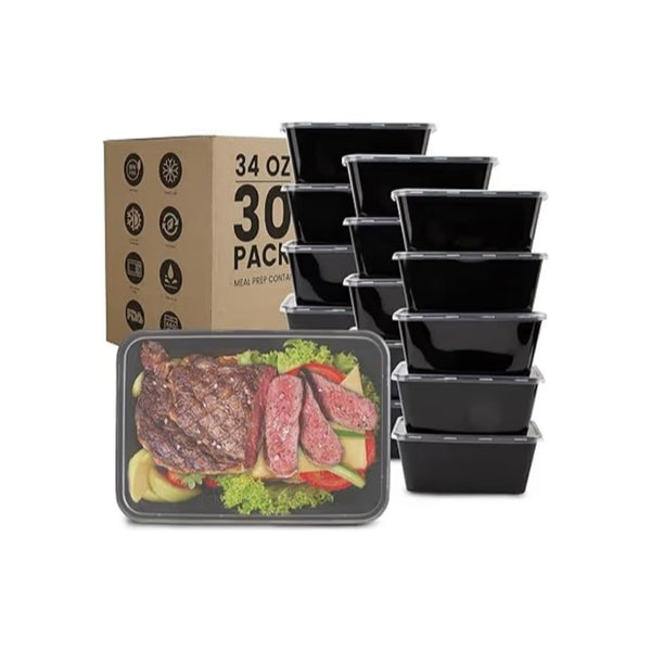 30 Pack 34oz Plastic Food Storage Containers with Lids