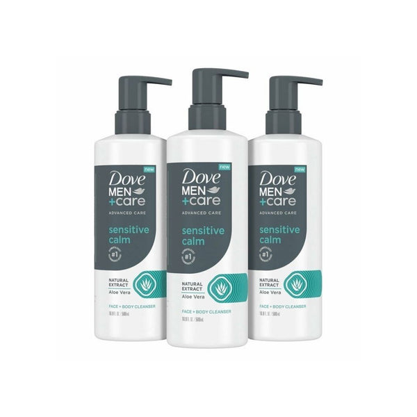 3 Bottles of DOVE MEN + CARE Advanced Care Face + Body Cleanser, Sensitive Calm